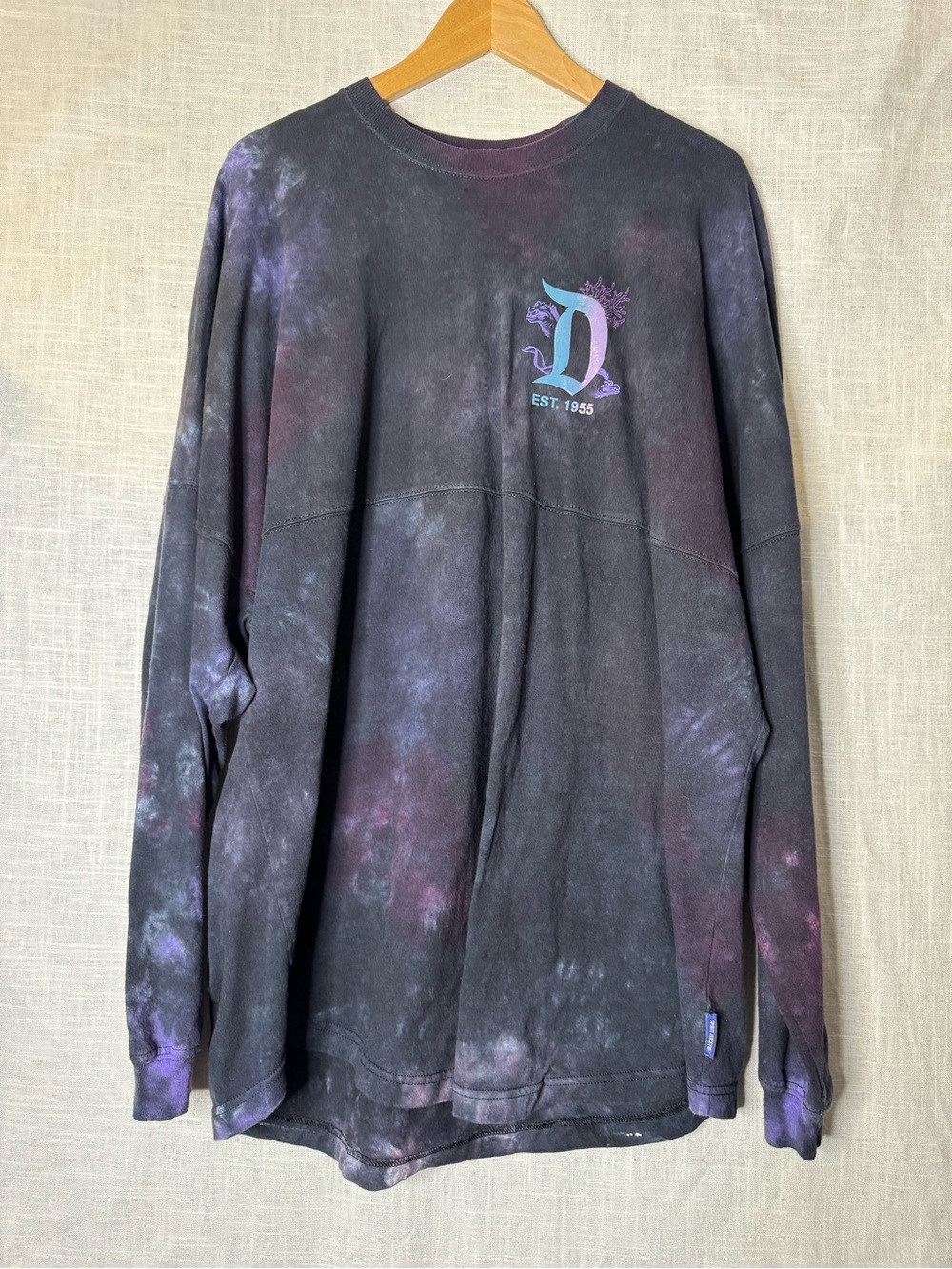 Disney Tie-Dye Crewneck Sweatshirt in Black and Purple
